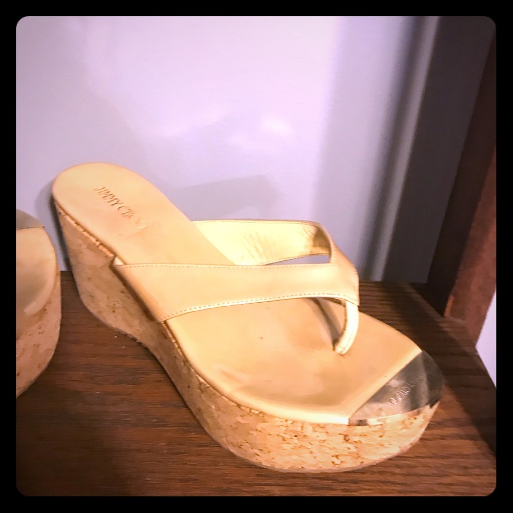 Nude jimmy choo platform sandals